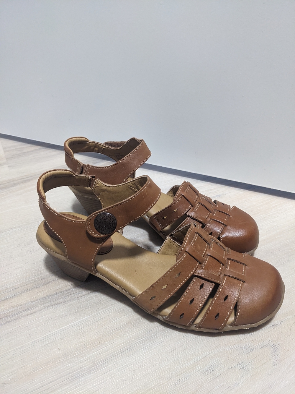 Softspots Brown Leather Mary Jane Sandals